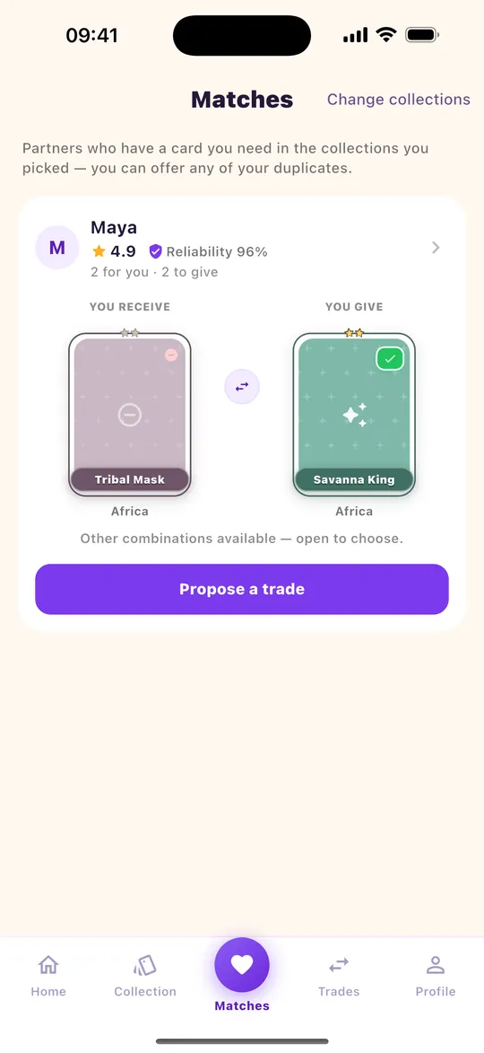 App screenshot: See your matches