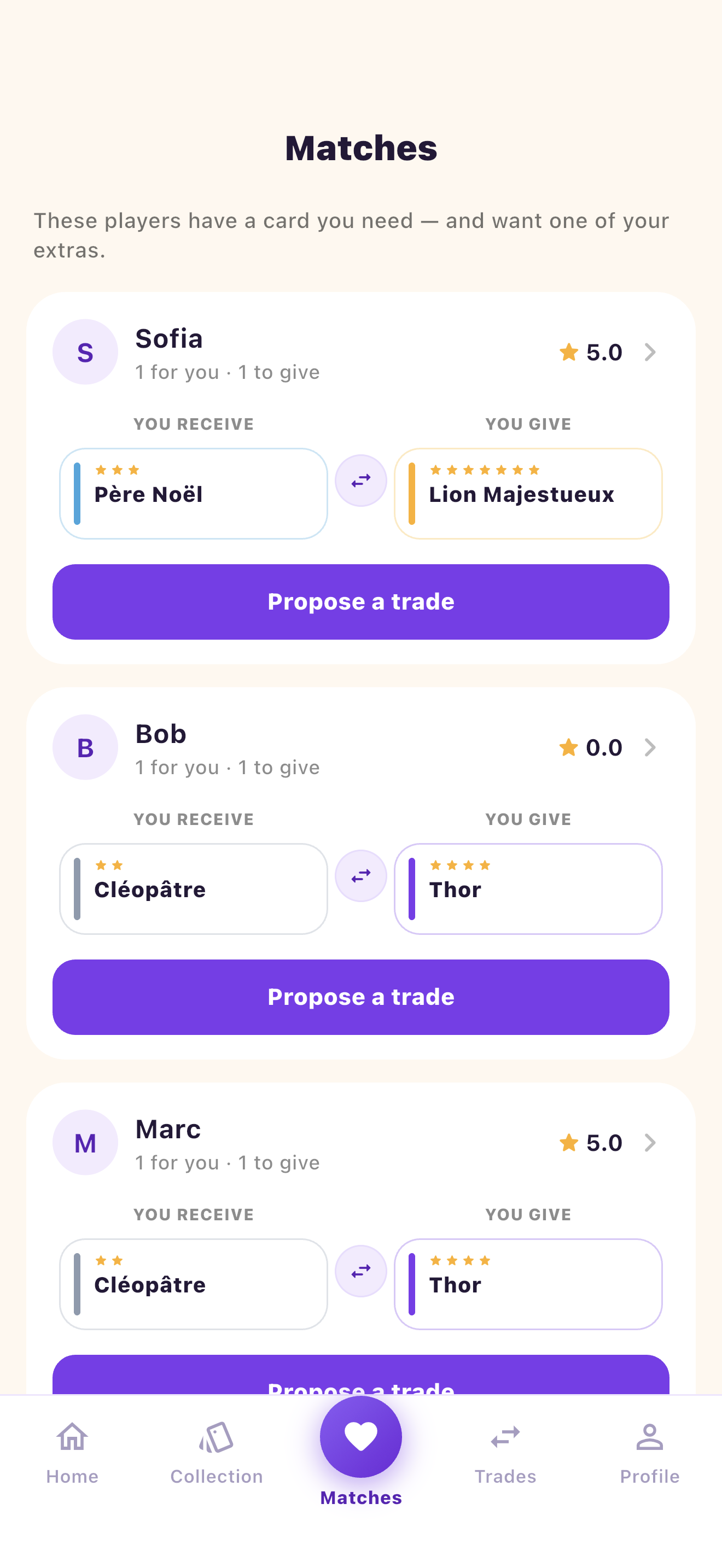 Reciprocal matches